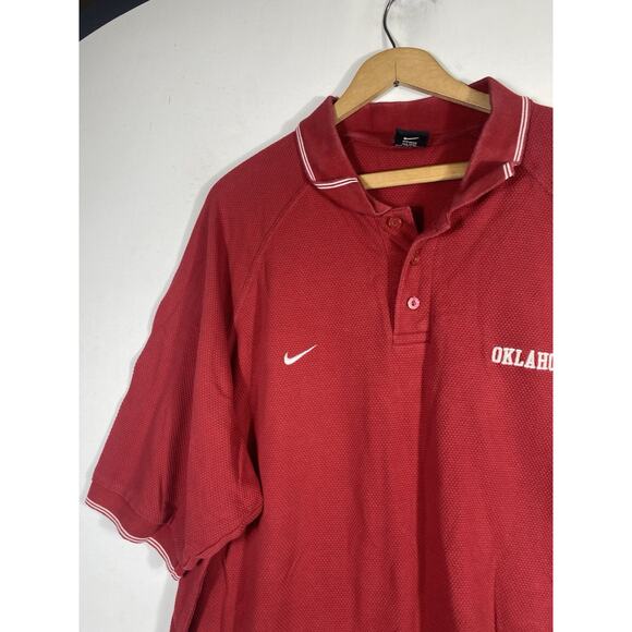 OU Team Nike Polo Shirt Size XXL 2XL Mens Red Textured Knit Y2K Oklahoma Sooners - Picture 4 of 9